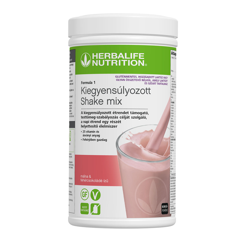 Herbalife® Formula 1 Kiegyensúlyozott shake mix borsófehérjével 550 g málna és fehércsokoládé